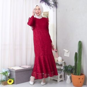 (REALPICT) Gamis Brukat Duyung MERMAID Jumbo / Maxi Dress Pesta Kondangan Lebaran