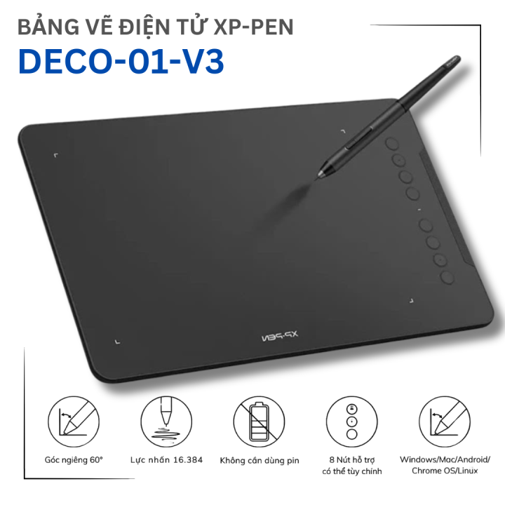 XPPen Deco 01 V3 - Bảng Vẽ Điện Tử Với Vùng Vẽ Rộng, Phím Tắt Tùy Chỉnh ...