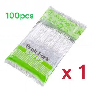 Disposable Transparent Fruit Fork Food Grade PS Dessert Cake Fork Hygienic Toothpick Alternative for Party Catering