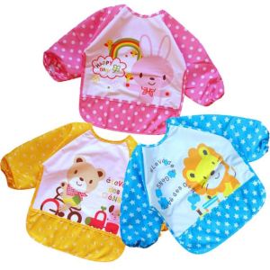 ผ้ากันเปื้อนเด็ก ผ้ากันเปื้อนกันน้ํา แบบเต็มตัว ผูกเชือกด้านหลัง (3 สี)