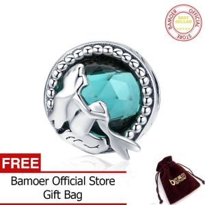 BAMOER Vòng Tay Nữ Dây Chuyền Tự Làm 10 Hạt Charm Tròn Thiếu Nàng Tiên Cá Bằng Bạc Ý 925 SCC894-INTL