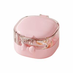 VINEY Double-Layer Mini Jewelry Box Portable Compact Makeup Case Shockproof with Mirror Jewelry Organizer Travel Essential