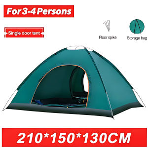 GLAMPTURE Automatic Pop Up Tent Double Layers Camping Tent with Sunshade Yard Portable Waterproof for Outdoor Family Beach Camping Trip