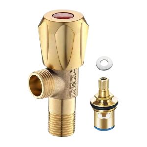 FEELDG Đồng thau Van tam giác Tay cầm được mã hóa bằng màu sắc Xoay một phần tư vòng Van góc Thép không gỉ 304 Van xả bồn cầu Dành cho phòng tắm