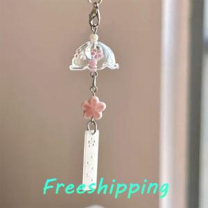 baoxue Transparent Keychain Cute Wind Chime Pendant Keyring Mobile Phone Lanyard Kawaii Bag Decorative Accessories Home Decorations