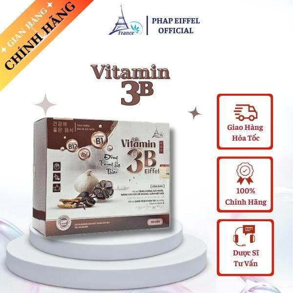 Vitamin 3B Bổ Sung Vitamin B1, B6, B12 Giúp Tăng Cường Sức Khỏe, Giảm Mệt Mỏi - Pháp Eiffel Hộp 100 Viên