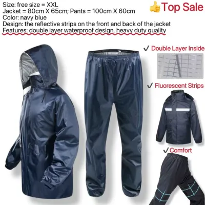BINLU Double Layer Waterproof Rider Rain Suit Heavy Duty Kapote Jacket Pants Set Makapal Big Size XXXL Motorcycle Raincoat Korean Style Manila Stock Philippines