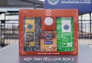 Hộp Quà Cà Phê K Coffee Love Box 2 - cà phê rang xay Robusta Arabica và cà phê hoà tan đậm vị (cà phê rang xay K-Black