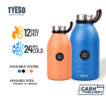 Tyeso 1500ml/1900ml Tumbler Hot & Cold Insulated Large Capacity Tumbler Double Wall Stainless Steel with Straw & Handle. 