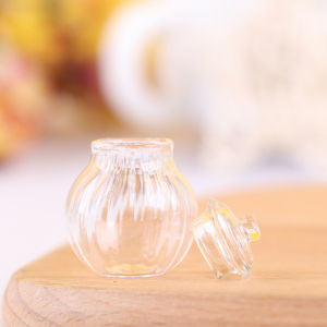 QUANSEN 1:12 Dollhouse Miniature Round Glass Bottle Candy Jar Mini Candy Bottle Model