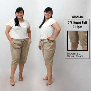 Celana 7/8 jumbo full karet / baggy pant jumbo / celana pendek model karet full R Lipat
