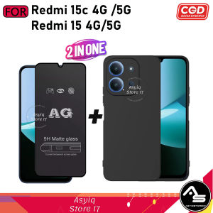 Paket 2IN1 Case Xiaomi Redmi 15C 4G 5G 15 4G 5G Slim Tempered Glass Blue Full Layar