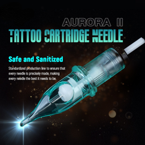 Aurora II Tattoo Cartridge Needles 20pcs/box – RL/RS/CM/M1 Disposable Silicone Sterilized – For Lining & Shading – Fits All Rotary Pens & Machines