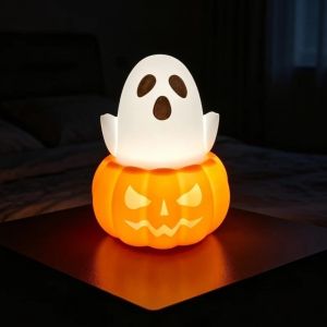 DNFIWN3 Tap Control Ghost Night Light Light Up USB Rechargeable Halloween Night Light Atmosphere Decoration Figurine Ghost Lamp Halloween Decor