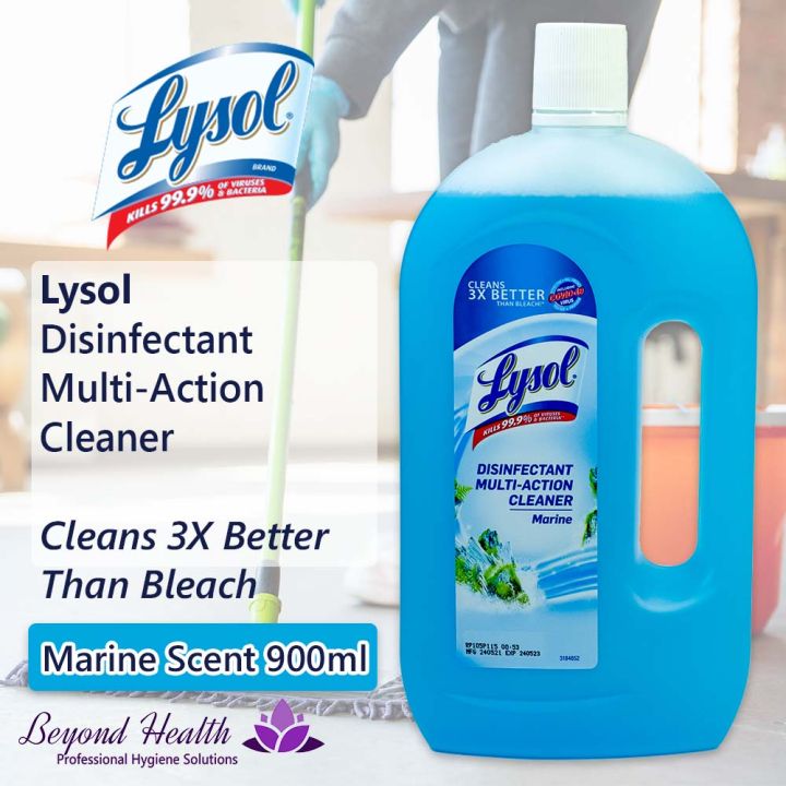 Lysol MultiAction Cleaner [900ML Marine Scent] 3X Better Than Bleach Lysol Disinfectant Liquid