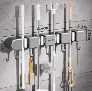 【SG READY STOCK】Broom Holder Heavy Duty Practical Clip Mop Organizer Wall Mount Hook Space Saving Hanger Multifunctional