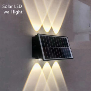 Outdoor solar wall lamp warm light and RGB light application garden courtyard landscape place 4w/6w/8w