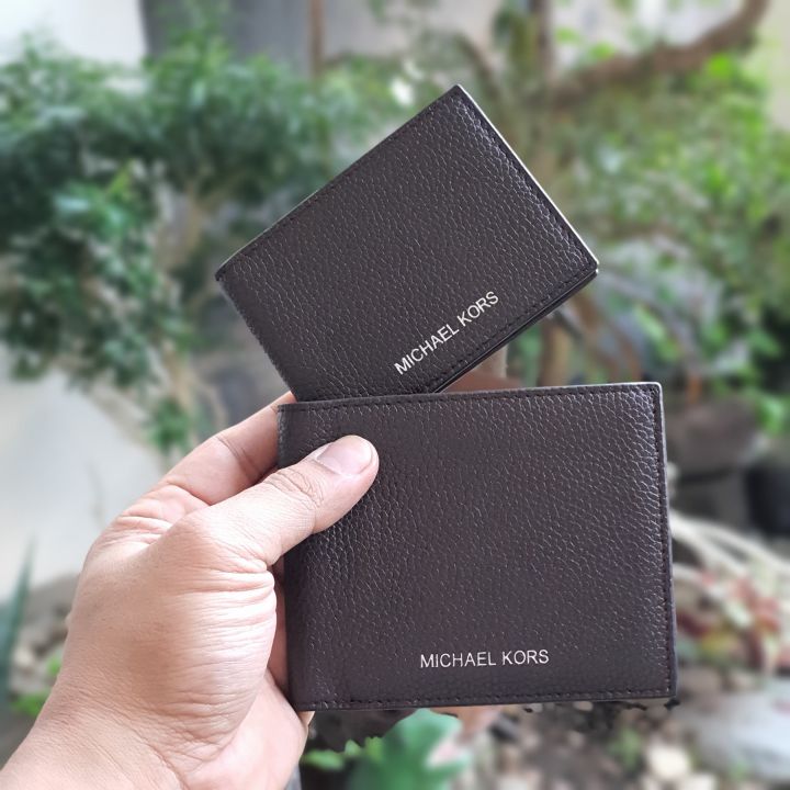 Michael Kors Brown Pebble Leather Men s Billfold Wallet With Card Case Lazada PH