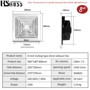 BSBOSS 8 inch 10 inch 12 inch Ceiling exhaust fan ventilation fan Direct exhaust fan