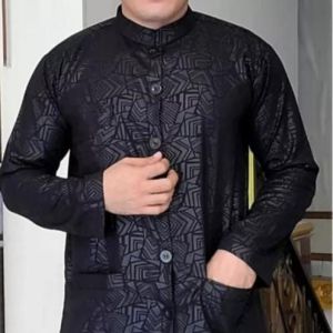 Baju Koko Embos Warna Hitam Putih Navy Abu Hijau Lengan Panjang Model Koko Ammu Terbaru 2024