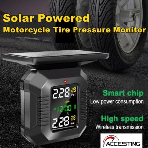 ⚡Ship from Malaysia⚡Motorcycle Tire Pressure Monitoring System TPMS with 2 Tire Pressure External Sensors Solar Powered TPMS Tire Pressure Alarm Monitor