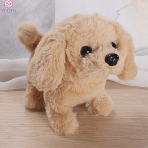 Teqin Hot Bán mô phỏng vải nhung Dog Điện Tử Tương Tác chó con + Dây kéo Đi Bộ Barking Đuôi Cóc Đồng Hành Đồ Chơi Cho Trẻ Em