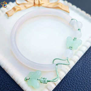 Premium Grade White Agate Adjustable Slim Half Bangle