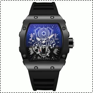 นาฬิกาจักรกล กลวง ความรู้สึกของอนาคตที่แม่นยํา กีฬา โลหะสีดํา ความรู้สึกของการซ้อนชั้นภาพ มัลติฟังก์ชั่น