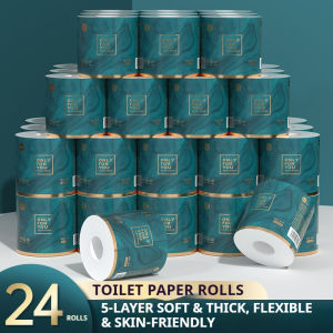 【24 rolls/ Box】ManHua 5-Ply Toilet Paper Rolls / Thick Toilet Roll Tissue For Better Absorbency