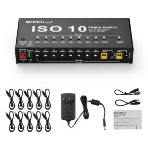【READY】Mosky ISO-10 แบบพกพากีตาร์ผลแหล่งจ่ายไฟสถานี 10 แยก DC เอาท์พุทและหนึ่ง 5 โวลต์เอาท์พุท USB สำหรับ 9 โวลต์ 12 โวลต์ 18 โวลต์กีตาร์ผล