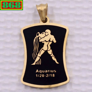 Mặt dây chuyền cung Bảo Bình - Aquarius inox vàng kèm móc inox vàng Cung hoàng đạo