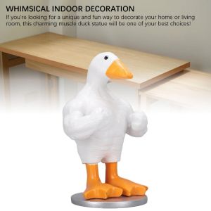 OKKFINE Resin Muscle Duck Statue Desktop Home Decoration Funny Fitness Duck Funny Decoration Toys Muscular Duck Figurine Home