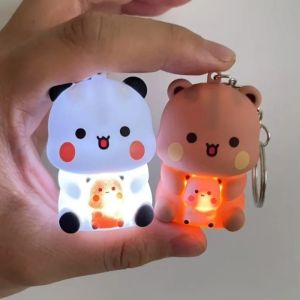 New Bubu Dudu Can Say I Love You Voice Toys Keychain Bear Glowing Anime Figures Bag Decoration Couple Gifts with Night Light