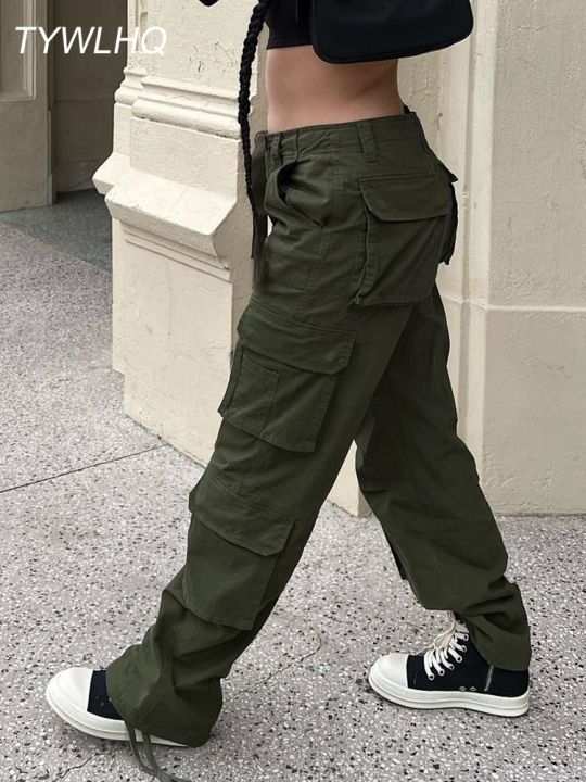 2023new Army Green Cargo Pants Baggy Jeans Women Fashion