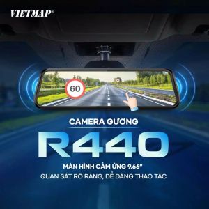 Camera Hành Trình Gắn Gương Vietmap R440 Ghi Hình 4K Cảnh Báo Thông Minh Hỗ Trợ Camera Lùi Xe