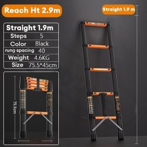 REAIM Ladder Telescopic Aluminum Foldable Ladder Heavy Duty Portable Straight Ladder Multi Purpose Home Industrial Ladder