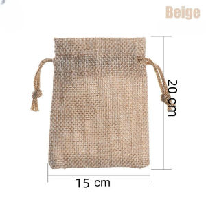 Burlap Bag Organizer Reusable Drawstring Gift Bag Candy Jewelry Packaging Bag Solid Color Linen Bag