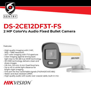 HIKVISION DS-2CE12DF3T-FS 2 MP ColorVu Audio Fixed Bullet Camera