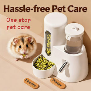 2In1 Hamster Automatic Feeder Anti Overturning Food Bowl Water Dispenser Small Pet Food Dispenser