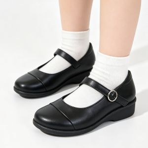 Girls fashion black shoes comfortable and breathable non-slip waterproof rubber for outdoor wear casual black shoes