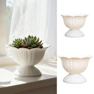 NOBLELYN White Roman Plant Pot Art Decorative Flower Planter Simple Desktop Vase Home Decoration