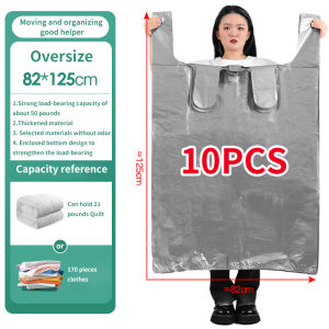 Fypo 1​0pieces Large Capacity Plastic Bags Move House Packing Bags Thicken Moving Packaging Bag Clothes Storage Bags for Toys Duvet Blanket Bedding Organizer