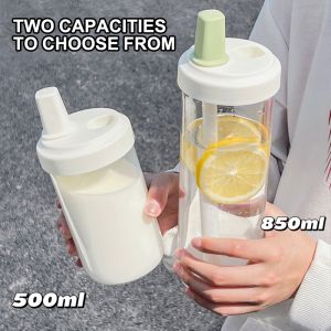 500/850ML Straw Cup with Lid Pearl Milk Tea Juice Bottles Large Capacity Portable Water Tumbler Durable & Leak-Proof