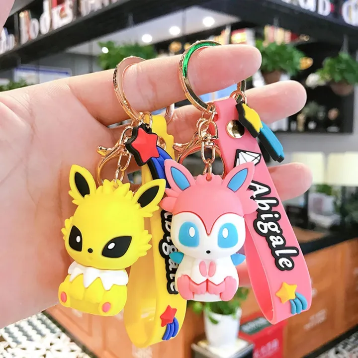 DSIUY Cartoon Car Keychain PVC Anime Figure Figure Keyring Pikachu ...