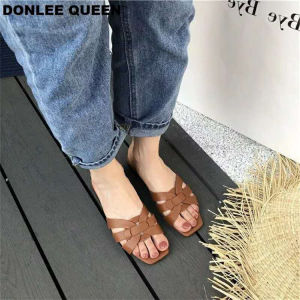 Free Shipping 2026 Plus-Size WomenS Shoes Flat-Heeled Summer New Woven Sandals Flat-Soled Slip-On Sandals For Women