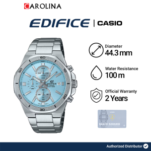 Jam Tangan Pria Casio Edifice Chronograph EFV-640D-2B Light Blue Dial Silver Stainless Steel Strap