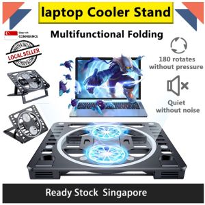 360 Rotatable Laptop Cooling Pad Stand with 2 Cooler Fan with Phone Stand Tablet Ergonomic Portable Foldable Notebook