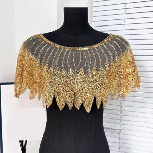 NUBE Embroidered Front and Back Shawl High-end Sequins Clothing Appliques Luxury Beads Decoration Fake Collar Clothing Accessories
