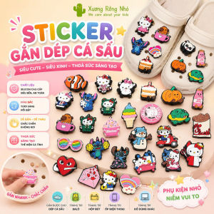 Combo 5 sticker dán dép - Phụ kiện nút giày Crocs Jibbitz đơn giản dễ thương cho dép khủng long dép bít đầu