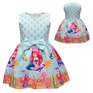 FastShipping Mermaid theme cosplay Costumes Dress for Kids Girls Birthday Party Princess Gown Summer Pink Dress
